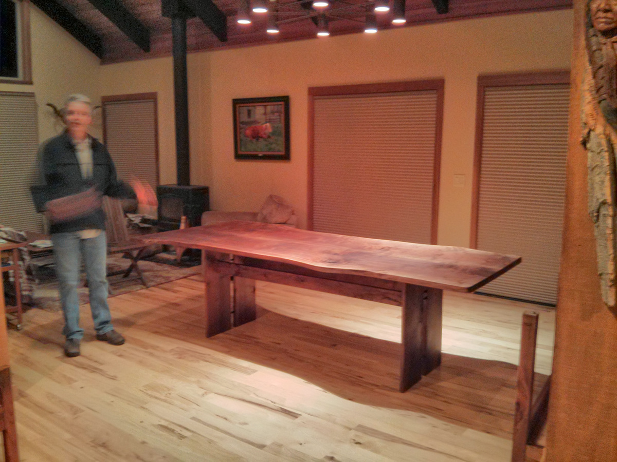 walnut wood product design bespoke live edge free slab black dining table furniture woodworking woodwork