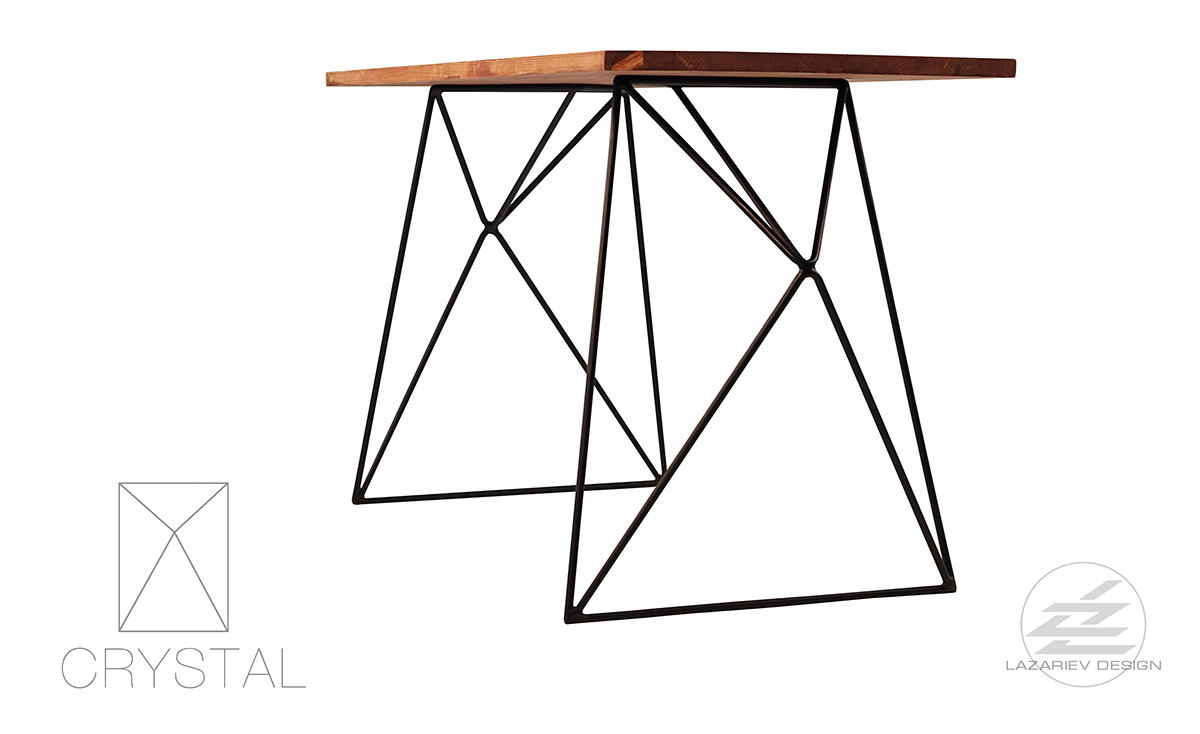 metal desk Lazariev design metal rods structure desk table crystal