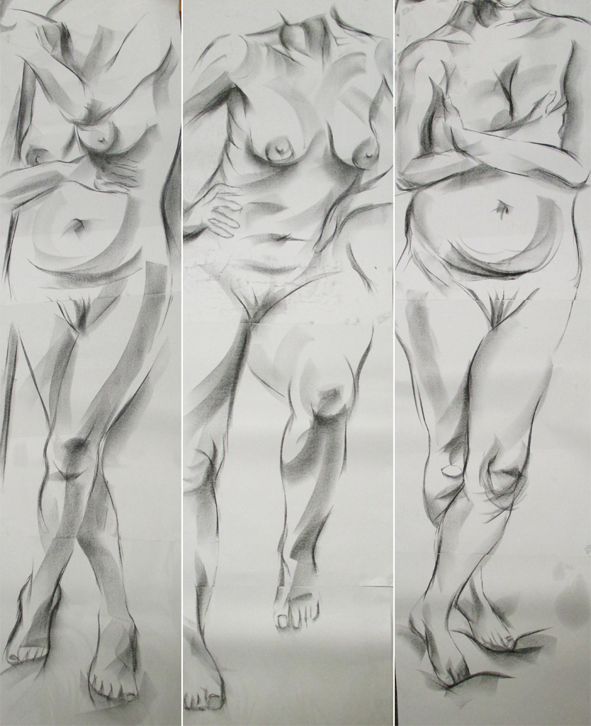 Live Figure Drawing Nude Model nude Figure Drawing live model gestural expressive charcoal large scale life size Human Body