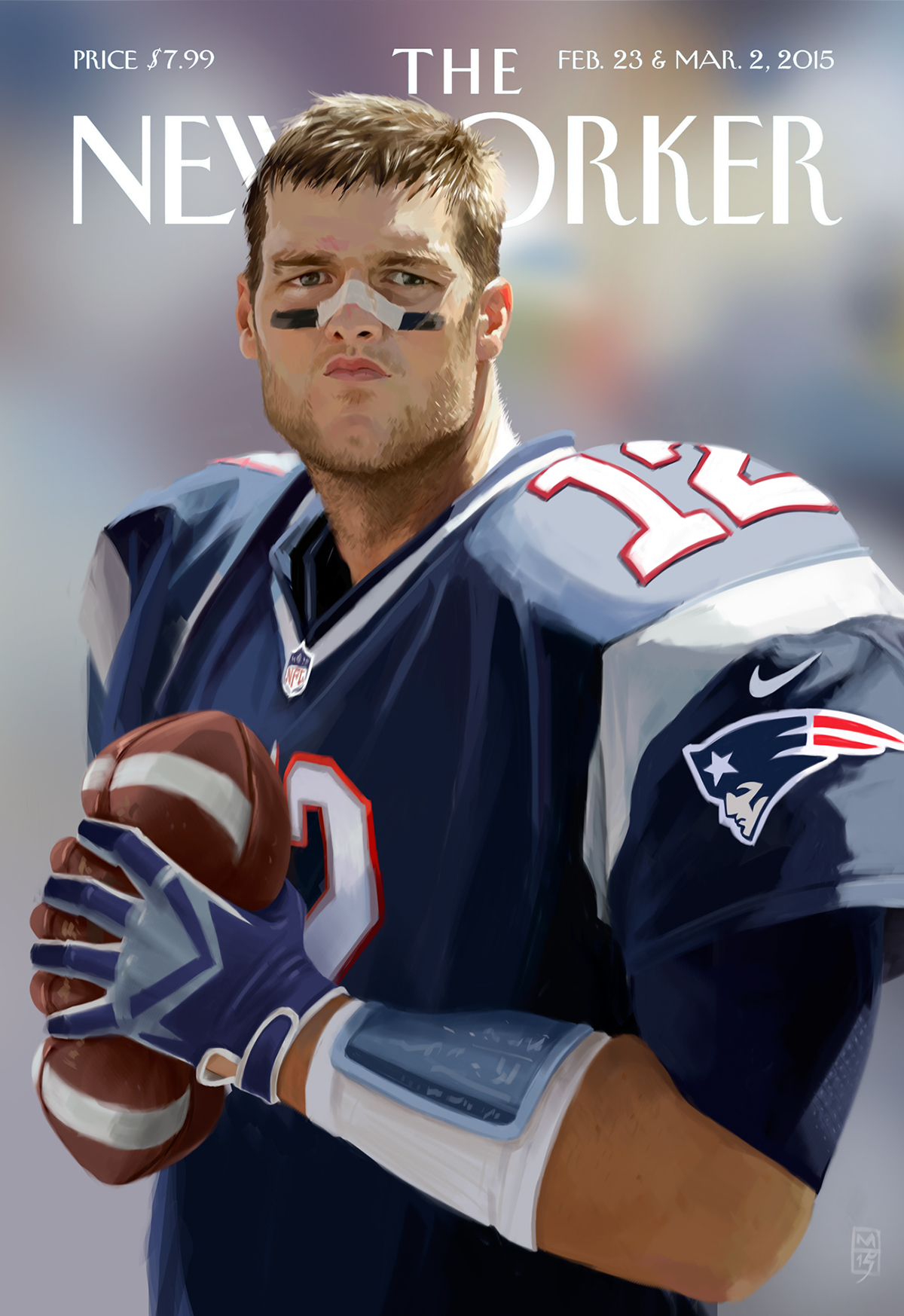portrait caricature   Tom Brady Patriots deflated ball sports football photoshop wacom intous
