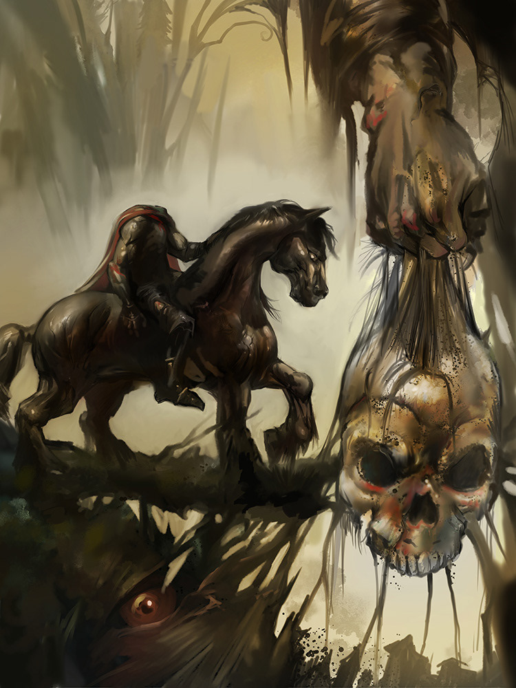 digital painting art sketch ashraf ghori xpanse Headless Horseman lands and legends book illustration