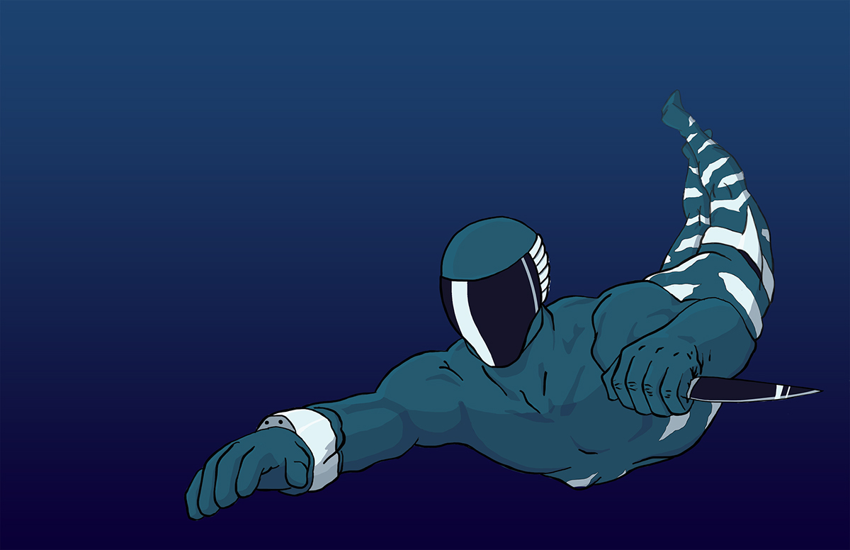 aqua man Hero anti-hero comic diver digital illustration water
