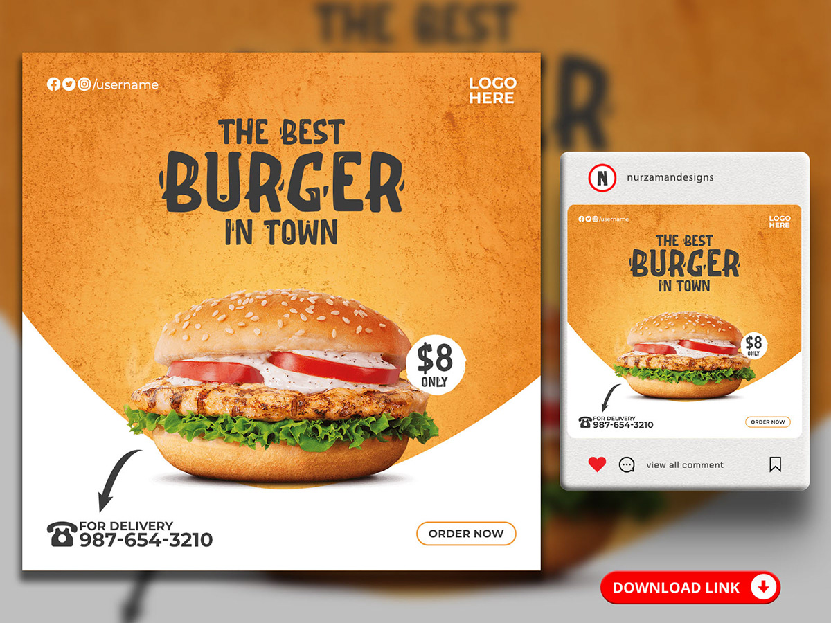 Food Banner Burger banner Fast food Instagram Post facebook banner food template social media burger Restaurant banner