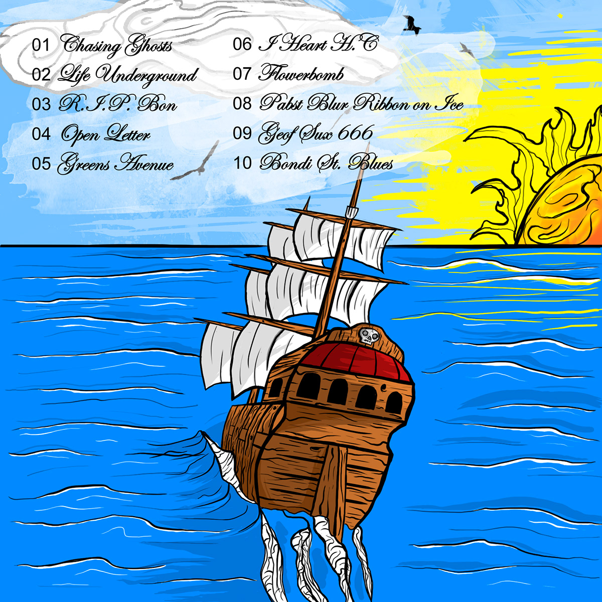 pirate ship album art hardcore illustration Music illustration the amity affliction chasing ghosts