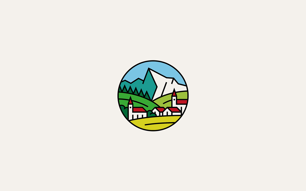 house village icon set mountain logo dovalovo jan baca line linear Nature structure Retro minimal vector icon House Logo
