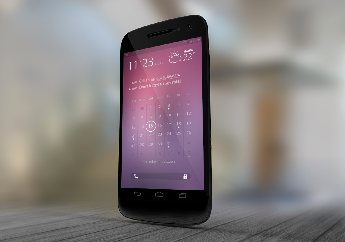 android lock screen calendar tasks concept
