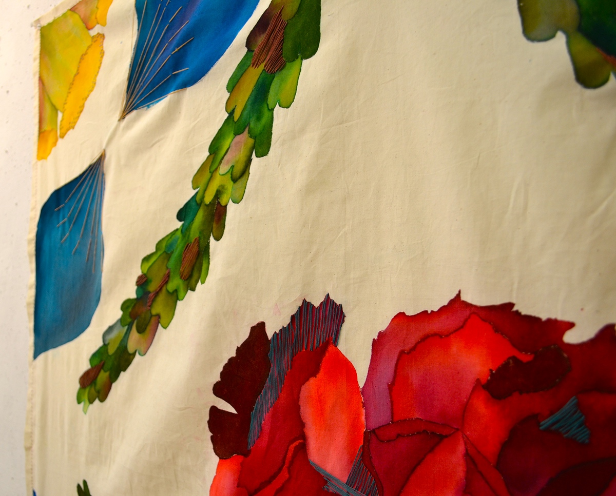 floral surface design textile Textiles water color Embroidery Doug Johnston