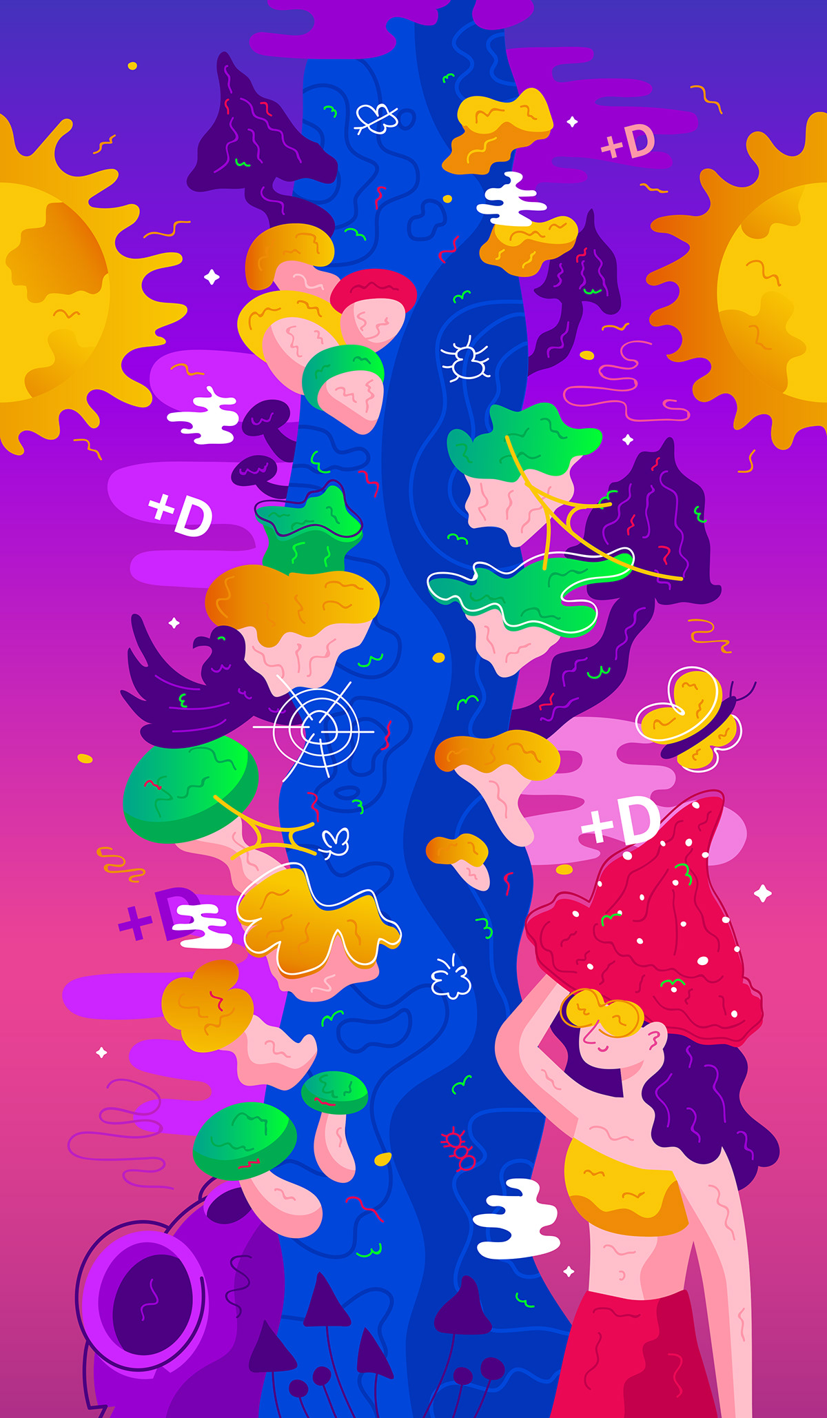 art cartoon Character design  design digital ILLUSTRATION  mushroom psychedelic Silpo vector