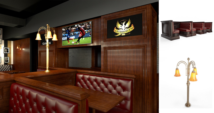 Render rendering visualization 3d Models 3D bar restaurant british 3dsmax vray