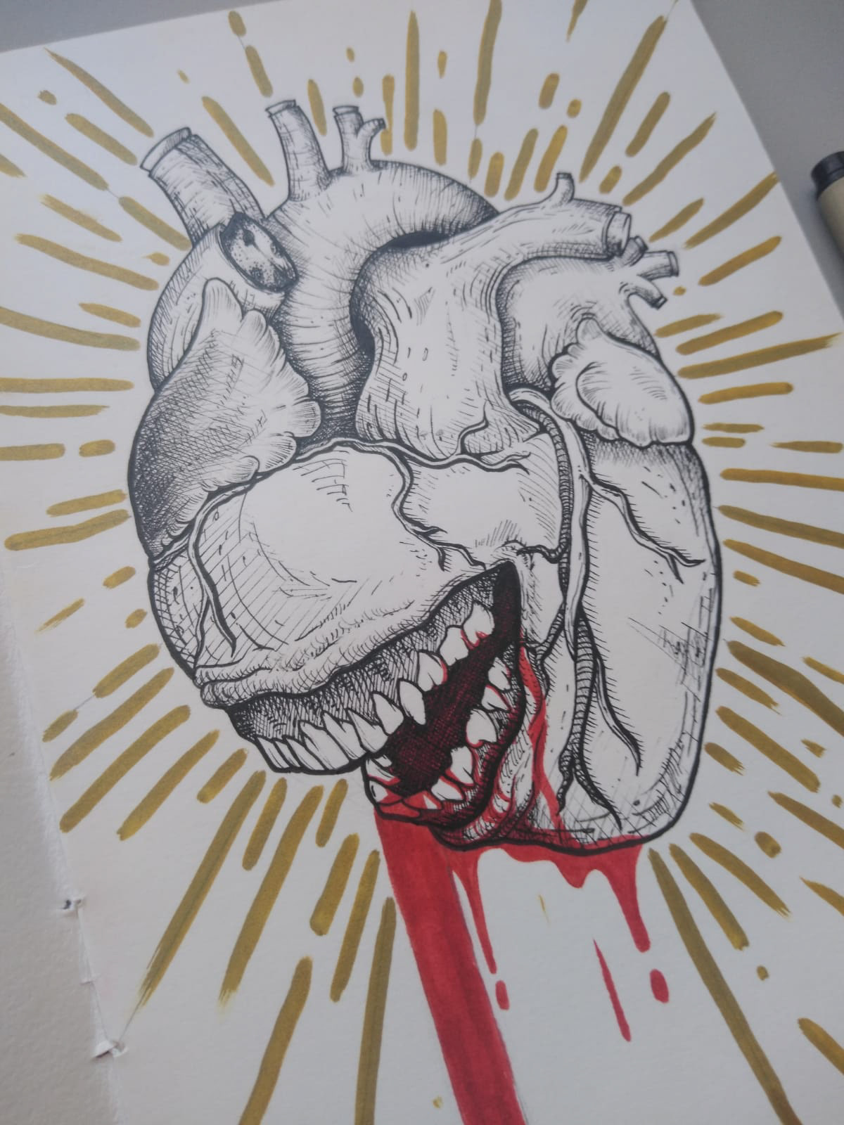 blood corazon Digital Art  Drawing  heart ILLUSTRATION  ilustracion ink Mouth tintas