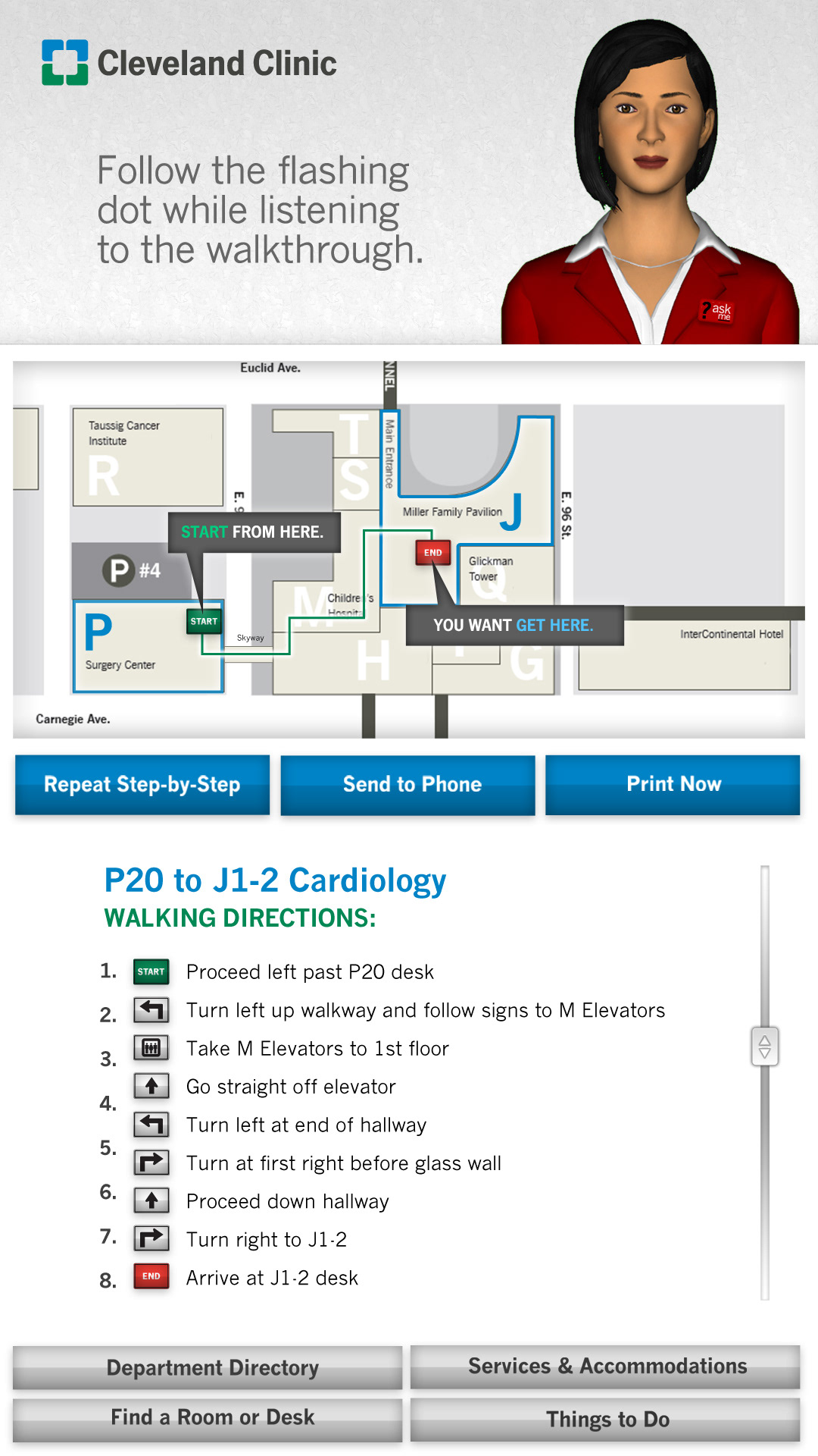 Kiosk  interactive design  interactive wayfinding avatar virtual concierge Cleveland Clinic