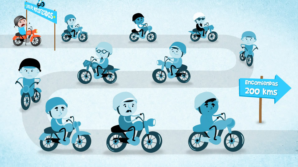motorizado infographics 2D Animation cartoon biker