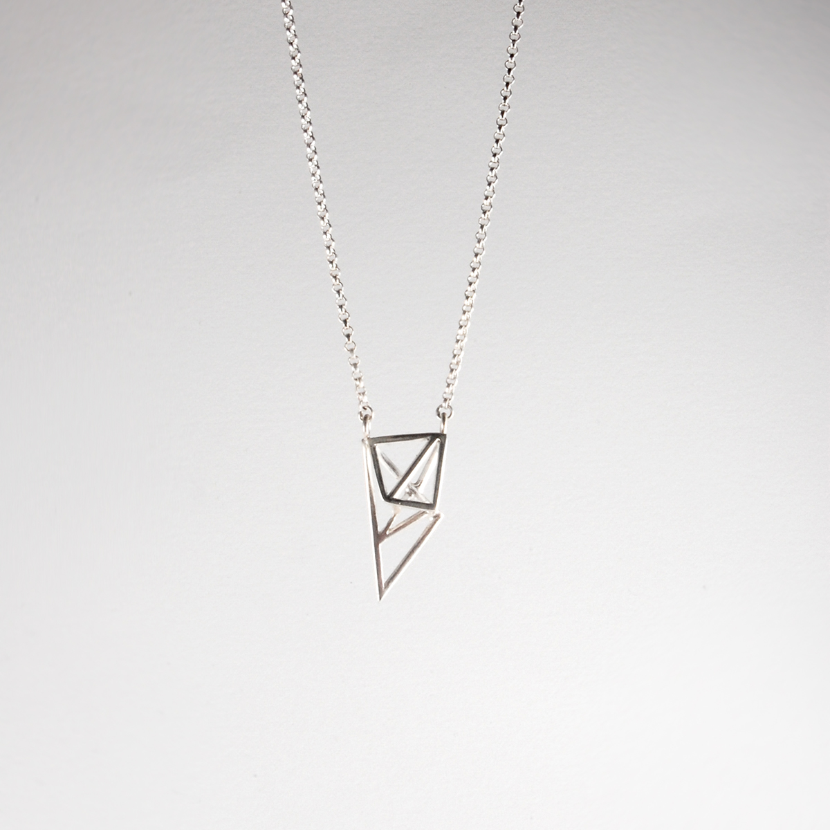 geometry sculpture lost wax casting Investment sterling silver Necklace