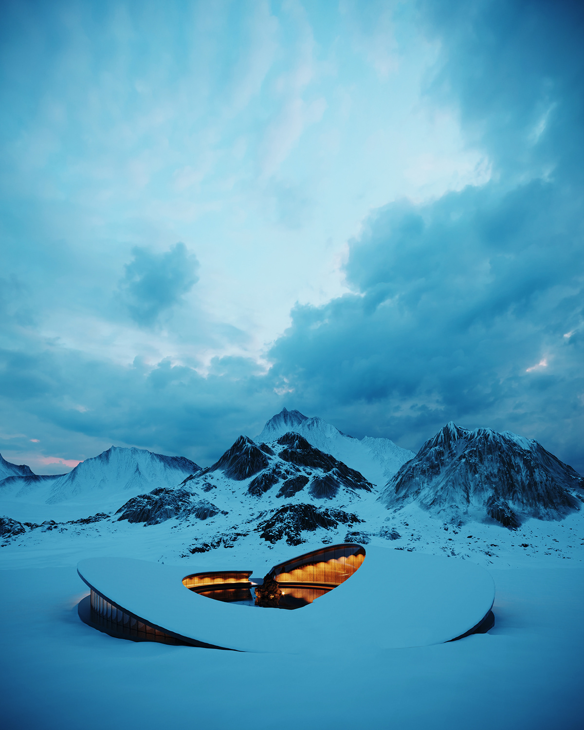 3D architecture architektura archviz CGI mountains Render shelter visualization wizualizacja