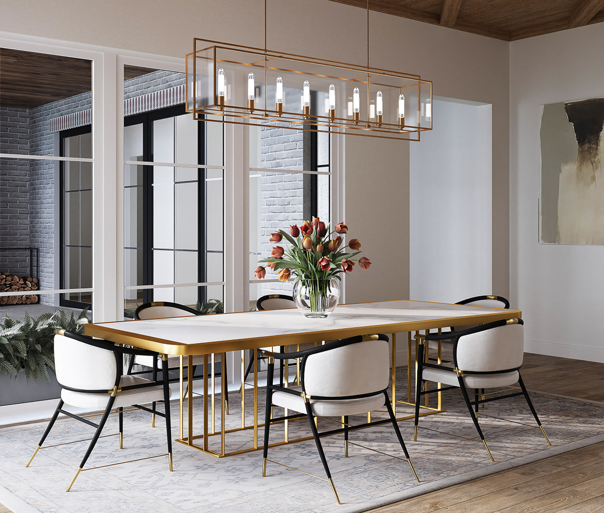 visualization рендер interior design  3ds max corona architecture modern Kitchen-dining room
