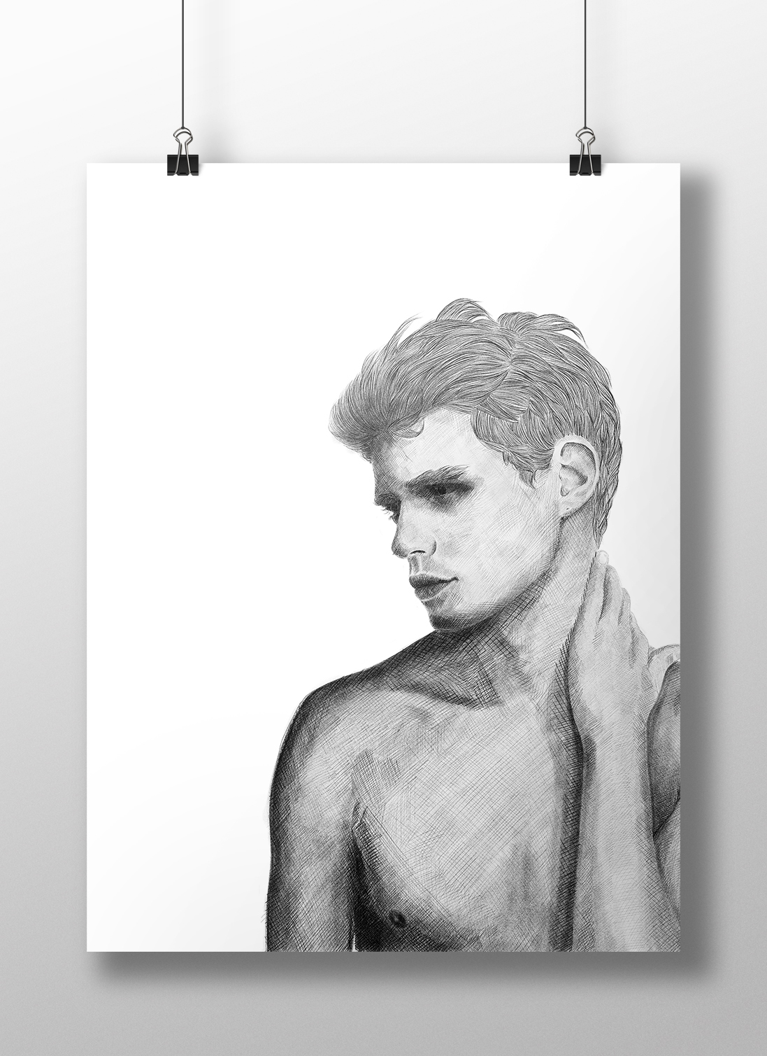 sketch painting   portrait Drawing  ipad pro nude men figure Hatch pencil