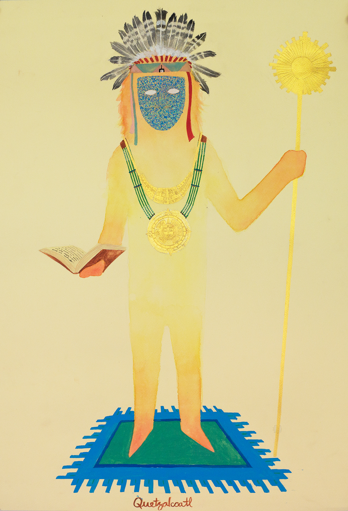 aztec Native spiritual Mystic gods watercolor acuarela Character ILLUSTRATION 