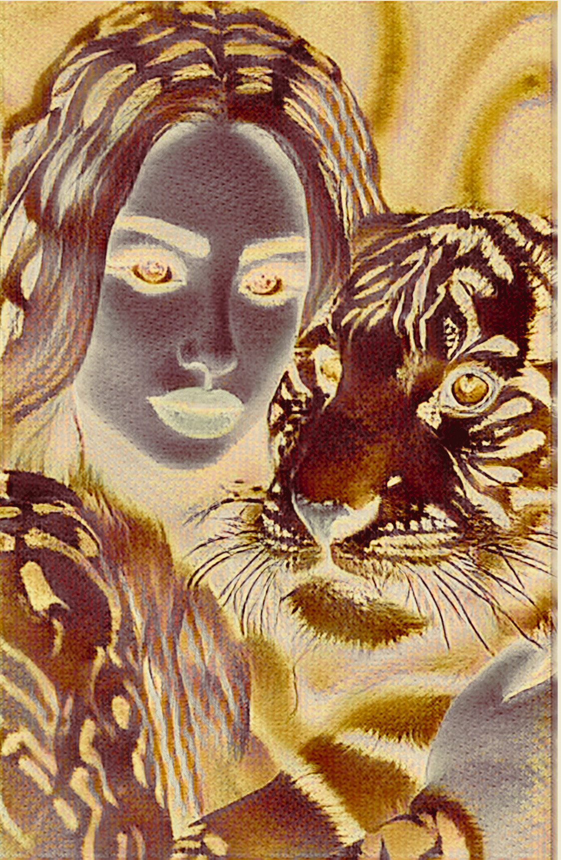 portrait tiger girl sketch ILLUSTRATION  hand drawing painting pencils handmade graphic design  eyes