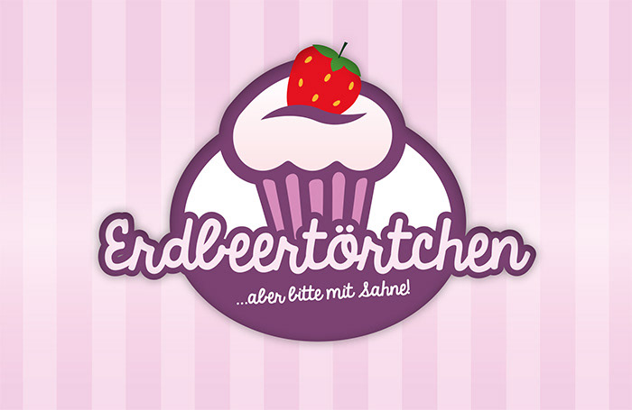 logo Erdbeertörtchen Erdbeere brand sahne cupcake