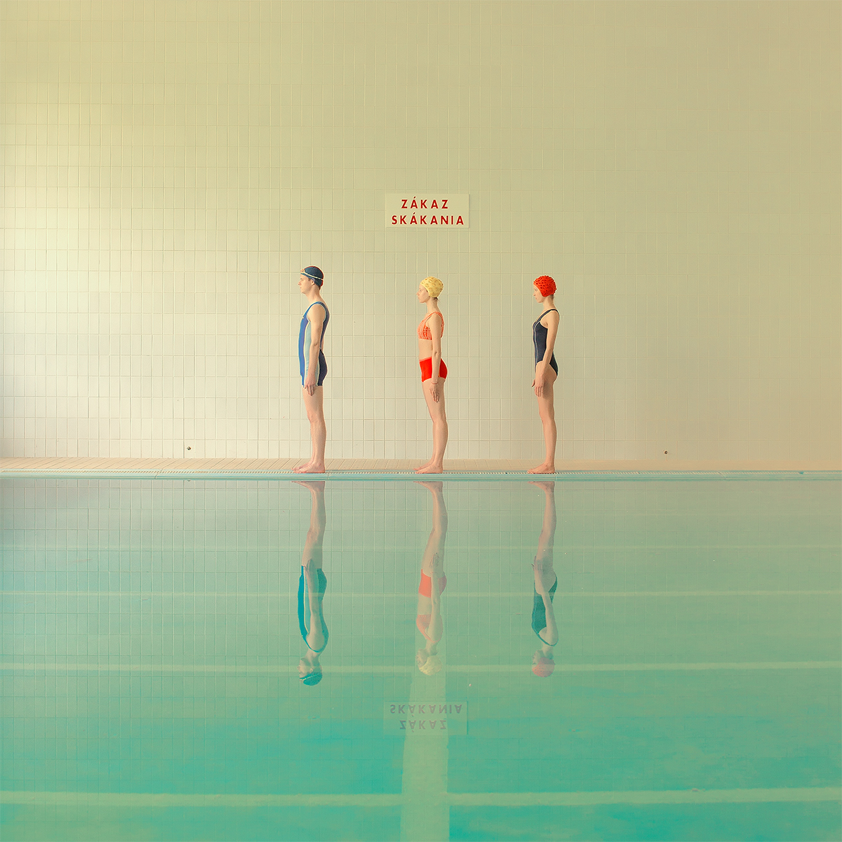 model woman man sport swimming pool art Minimalism fresh blue White swimmer Documentary  photo sterile