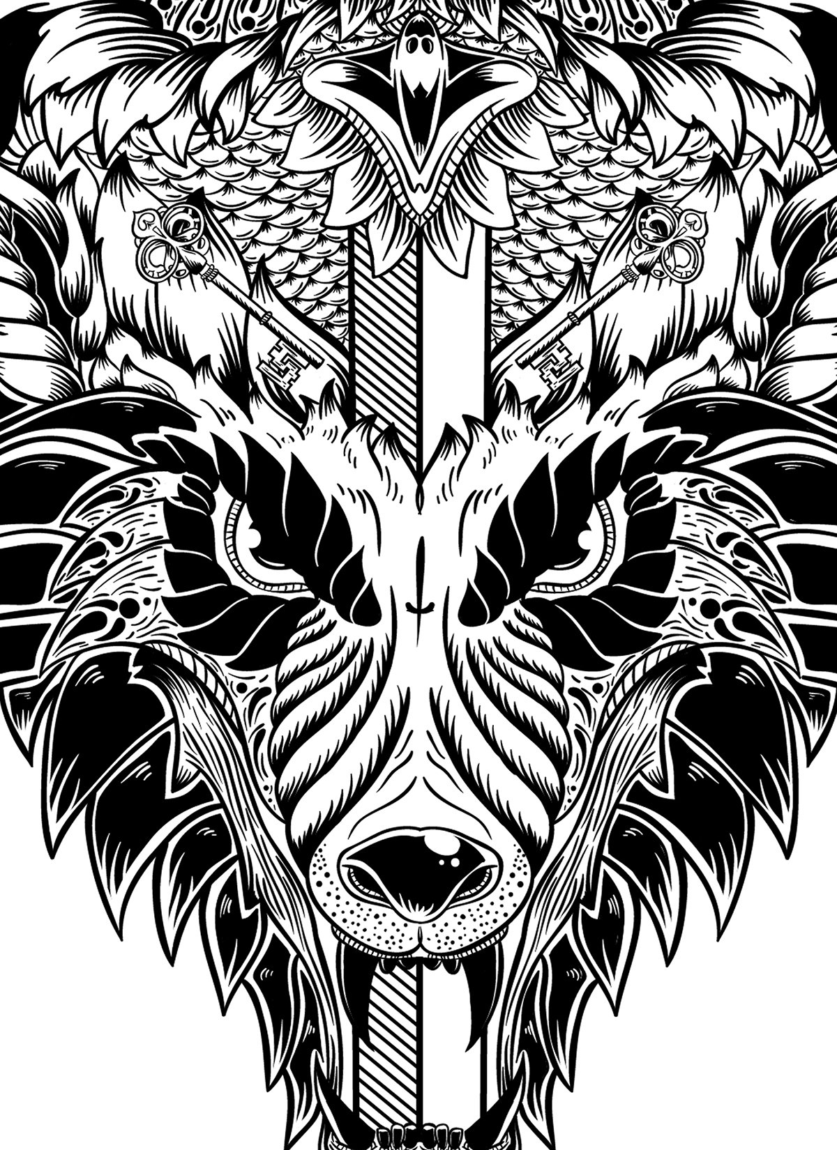 hybrid t-shirt owl wolf