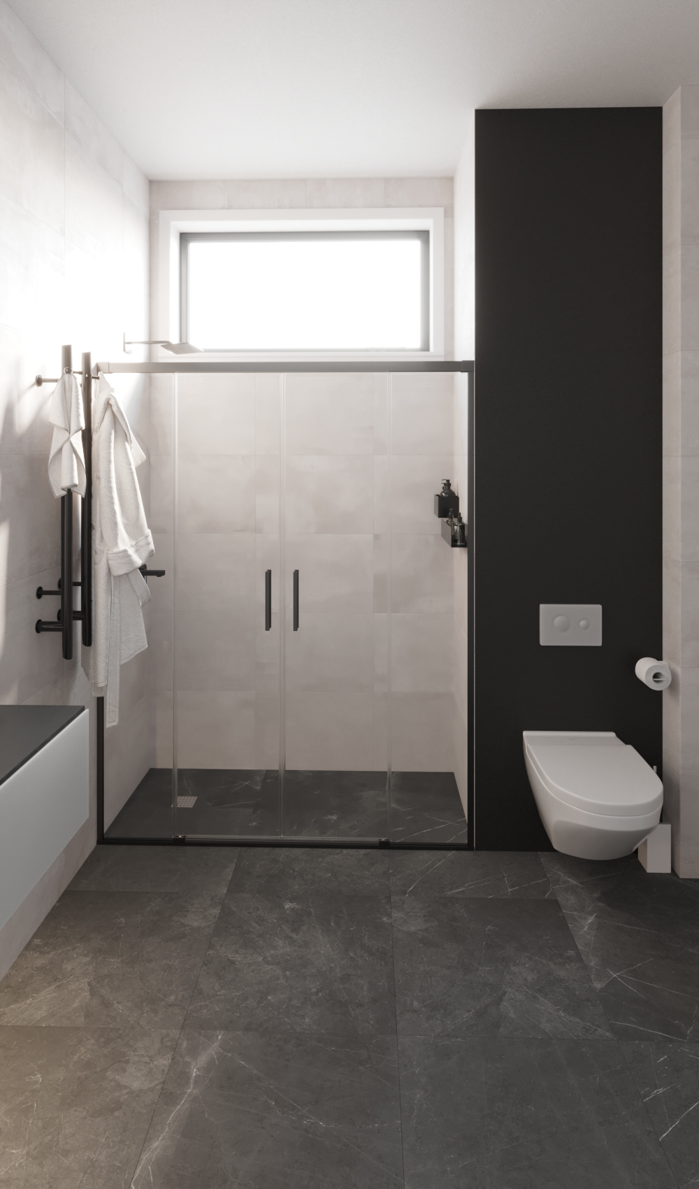art bath bathroom design minimalistic mirror SHOWER tile visualization