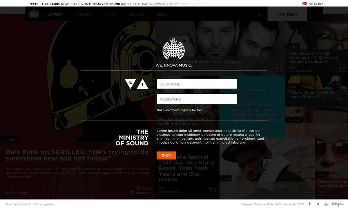 Ministry  mos Ministry of Sound re-design