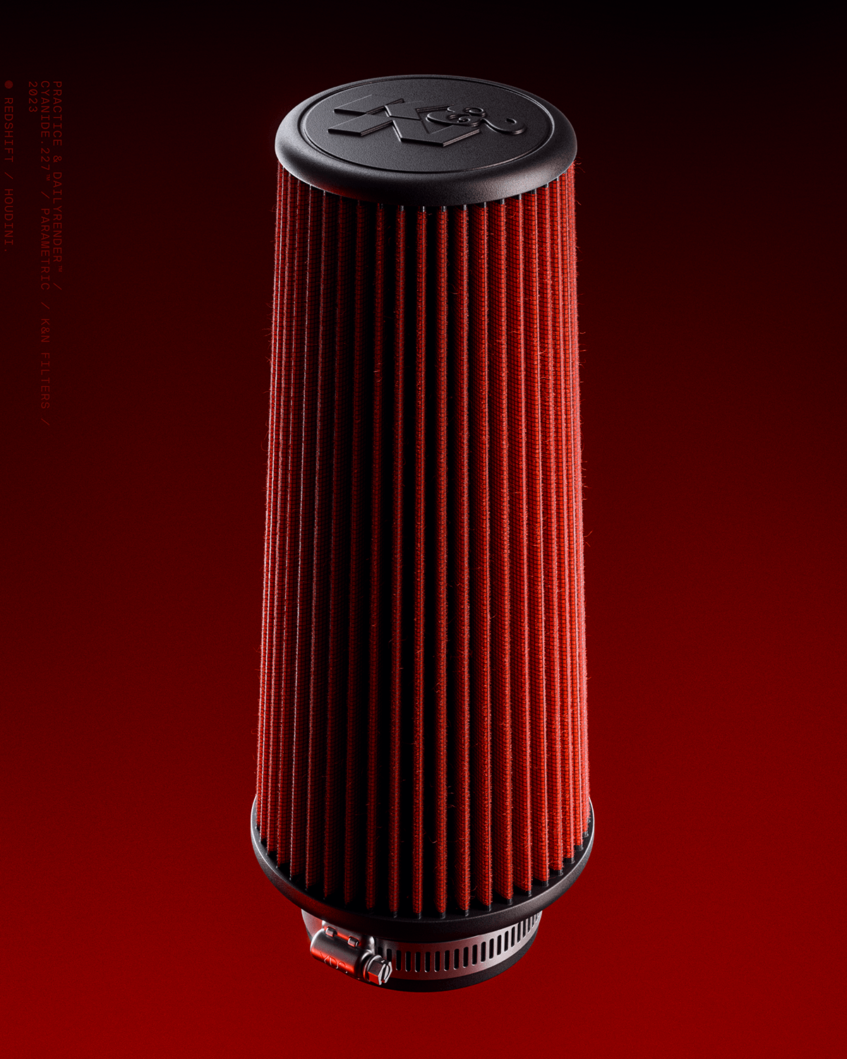 houdini parametric engine air filter CGI visualization Render redshift K&N