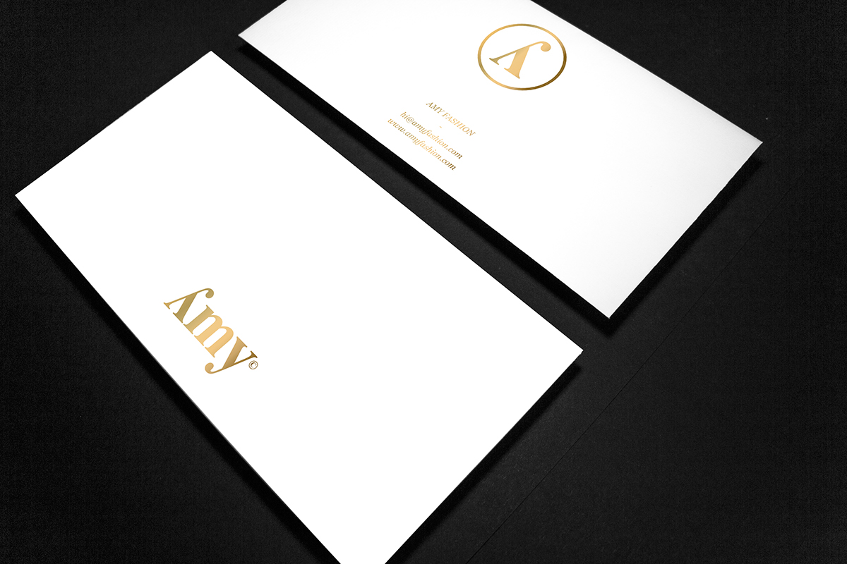 Amy clothes newyork typo gold business card black White Classic fashionweek serif envelope Invitation typologo print