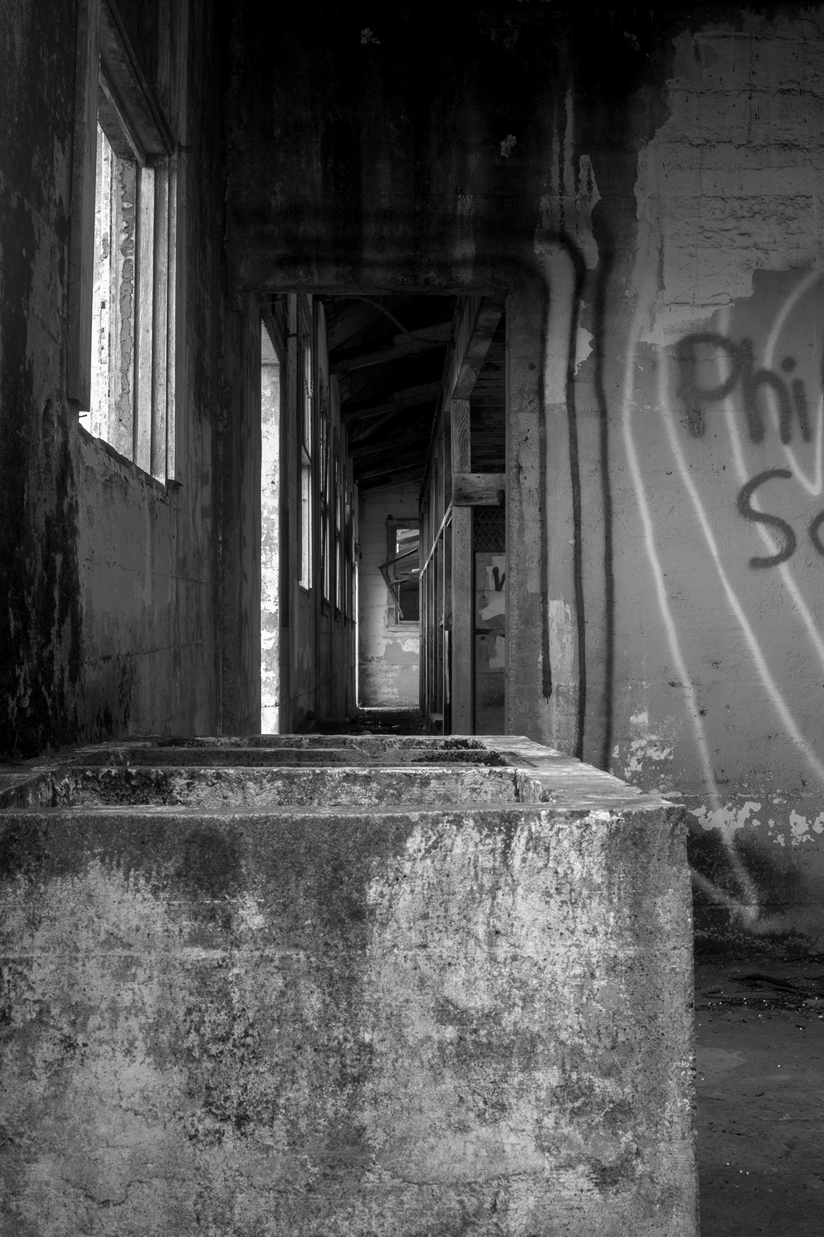 ghost building Landscape black and white dark Void stale Hot asylum abandoned