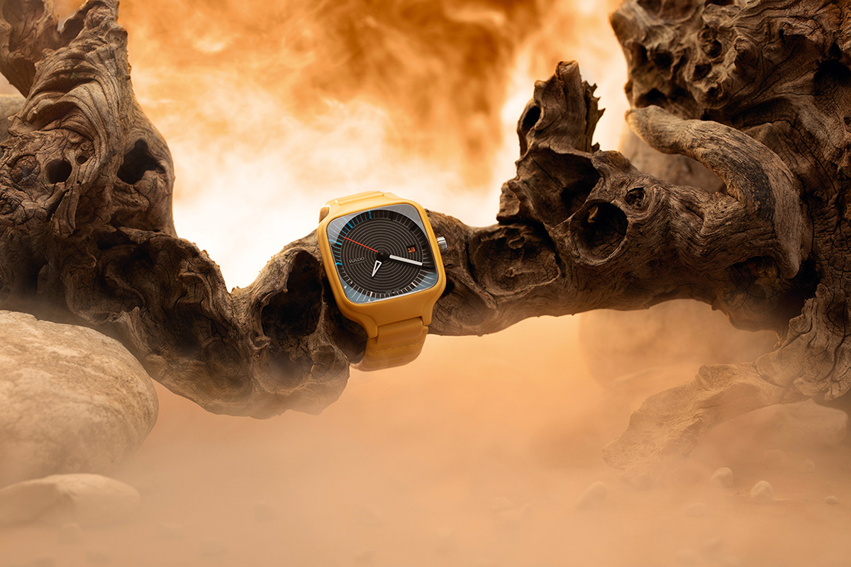 ceramic watch emotive futurist industrial design  product design  RADO true square watch watch design yellow