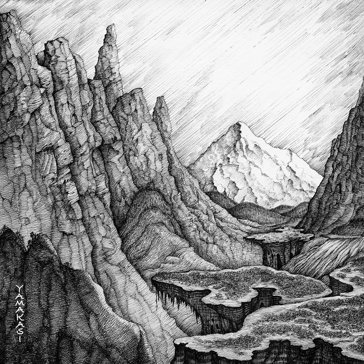 Black&white cover Cover Art Landscape pendrawing