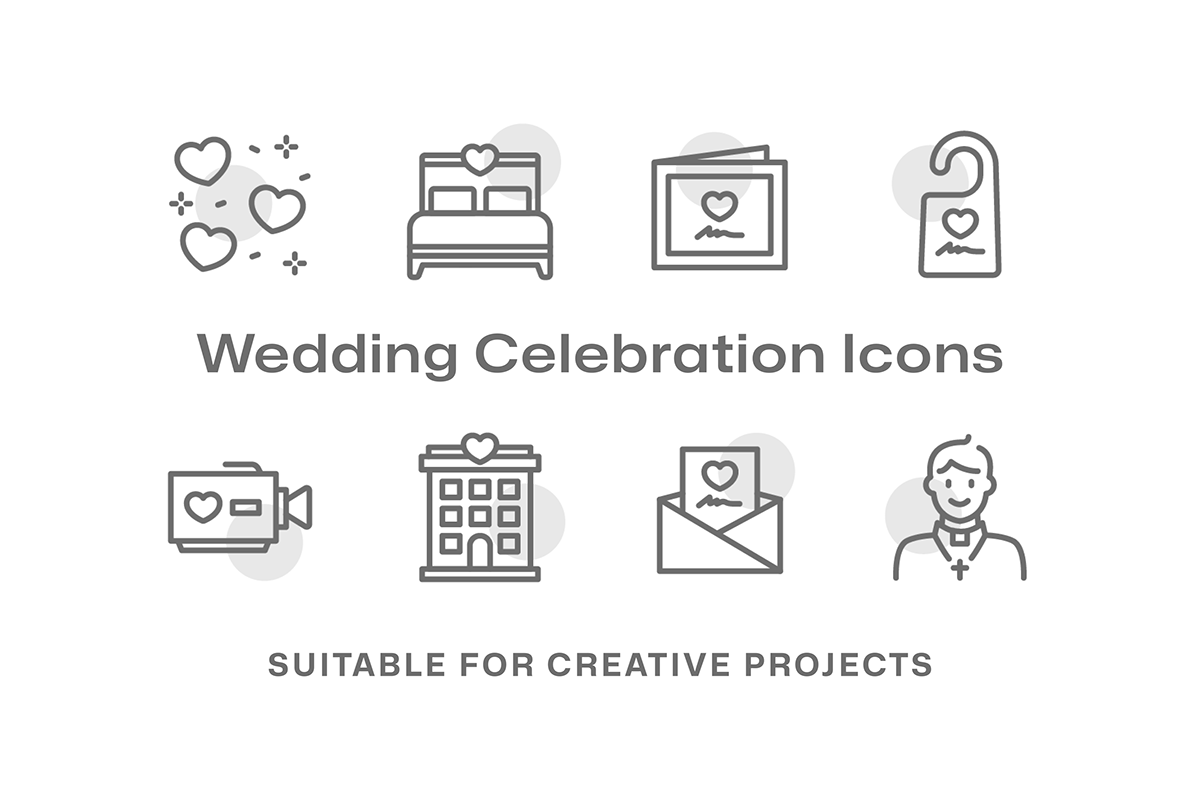 54 Wedding Celebration Icons