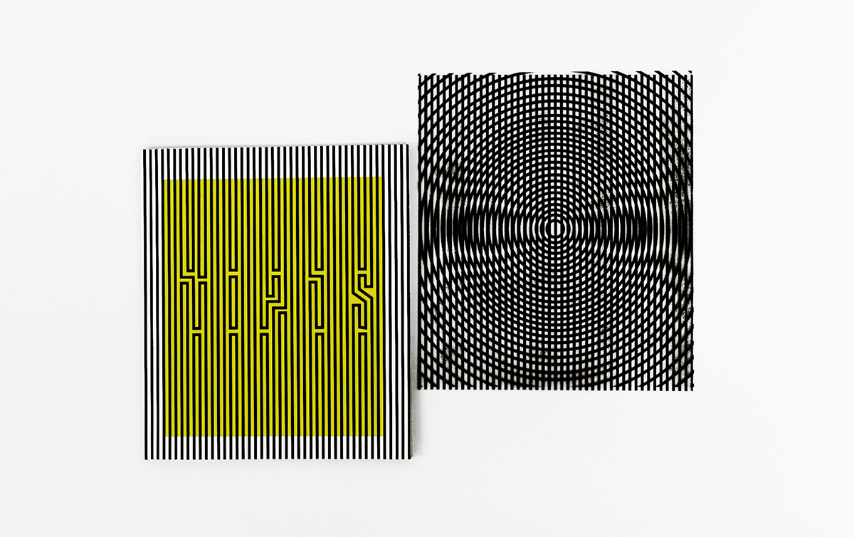 fonts yellow & black optical illusion lines