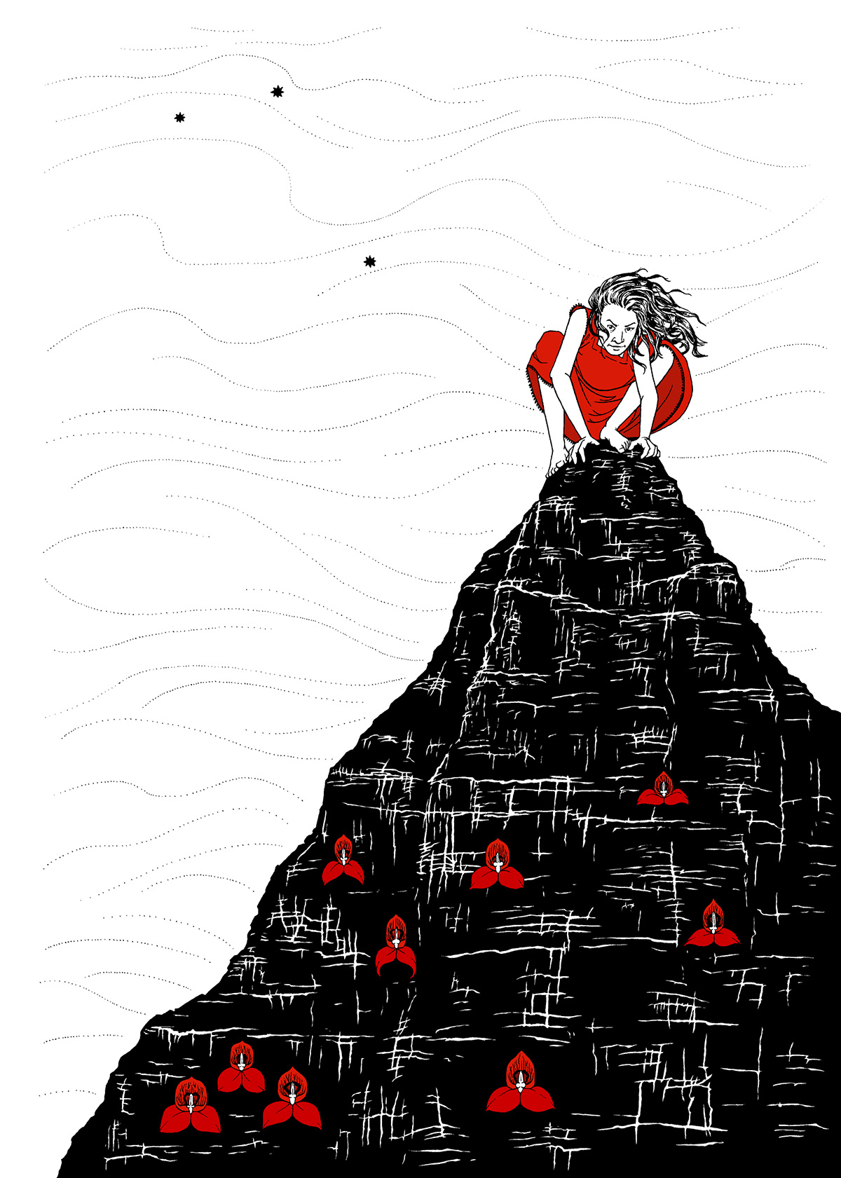 woman on top of a mountain