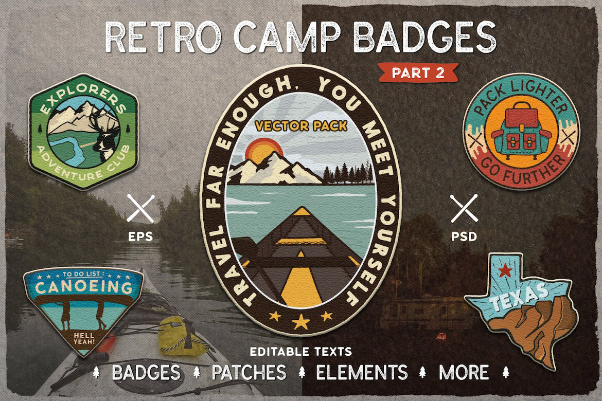 Retro camp Badges adventure badge sticker stickers creative Creativity design
