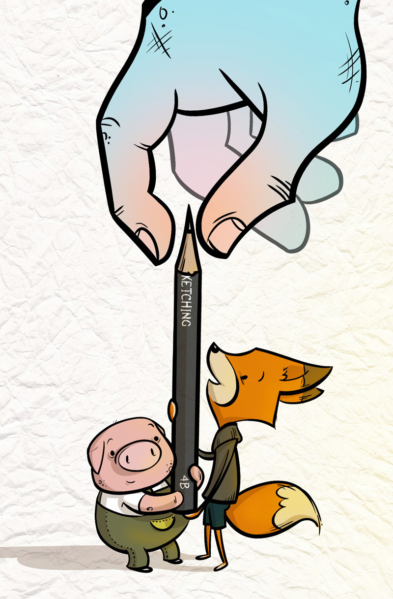 The Dam Keeper Fan Art pig FOX pencil sketch dailies