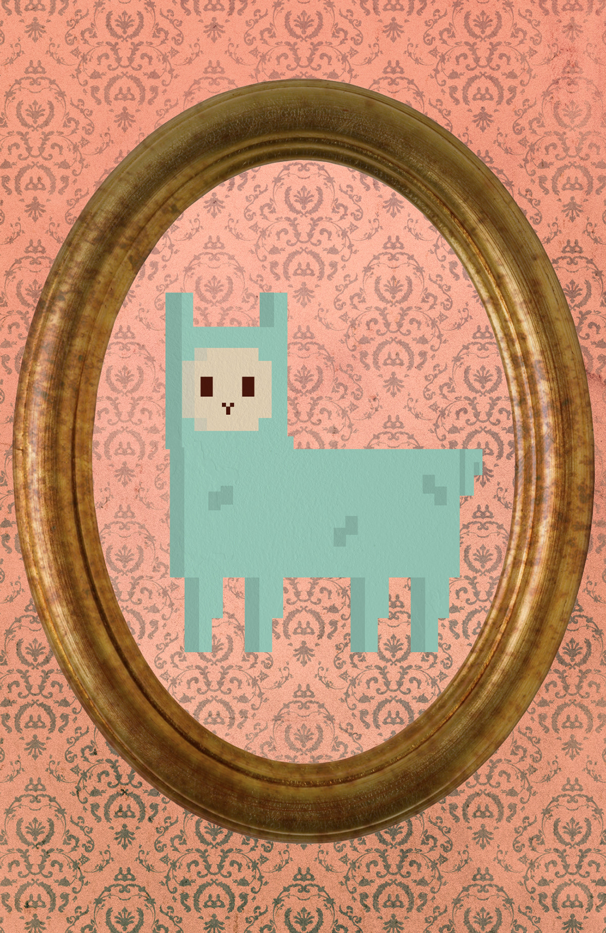 llama vectore texture pixel cute Fun funny animal frame wallpaper kawaii portrait