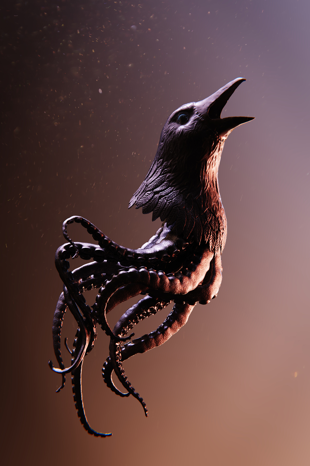 Sculpt crow Squid cuthulu   lovecraft 3D blender