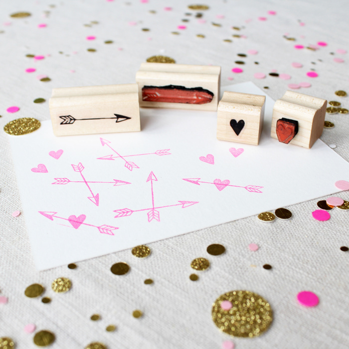 screen printing gold pink Valentine's Day Stationery card stamp