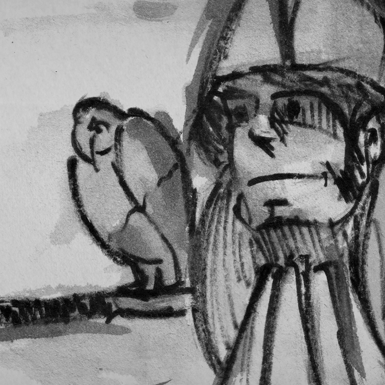 Filmmaker Long John Silver arabic mowgli watercolor ink bold Pop Art