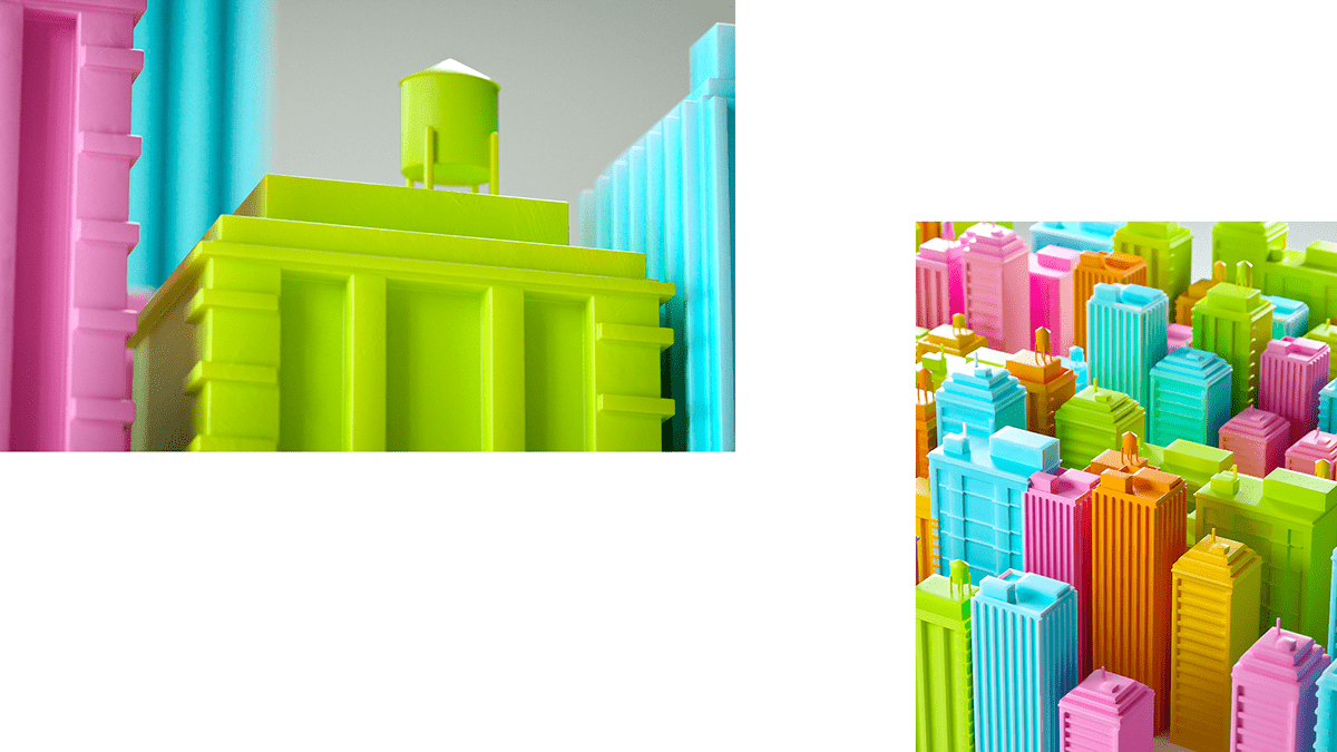 3D CG cinema 4d colorful houdini motion graphics  new york city city Positive Transformation