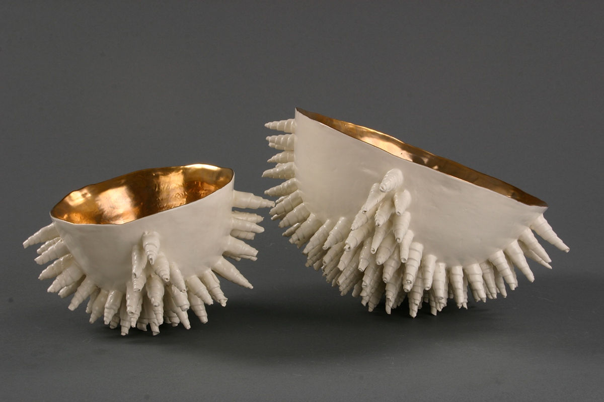 katherine dube ceramic porcelain sculpture White gold contemporary modern ceramic fine art