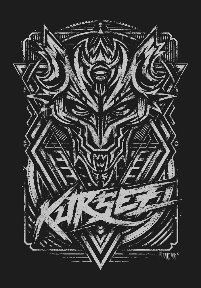 kursez hardstyle digital illustration wolf demon beast Hard Music merchandise design lettering identity Logotype