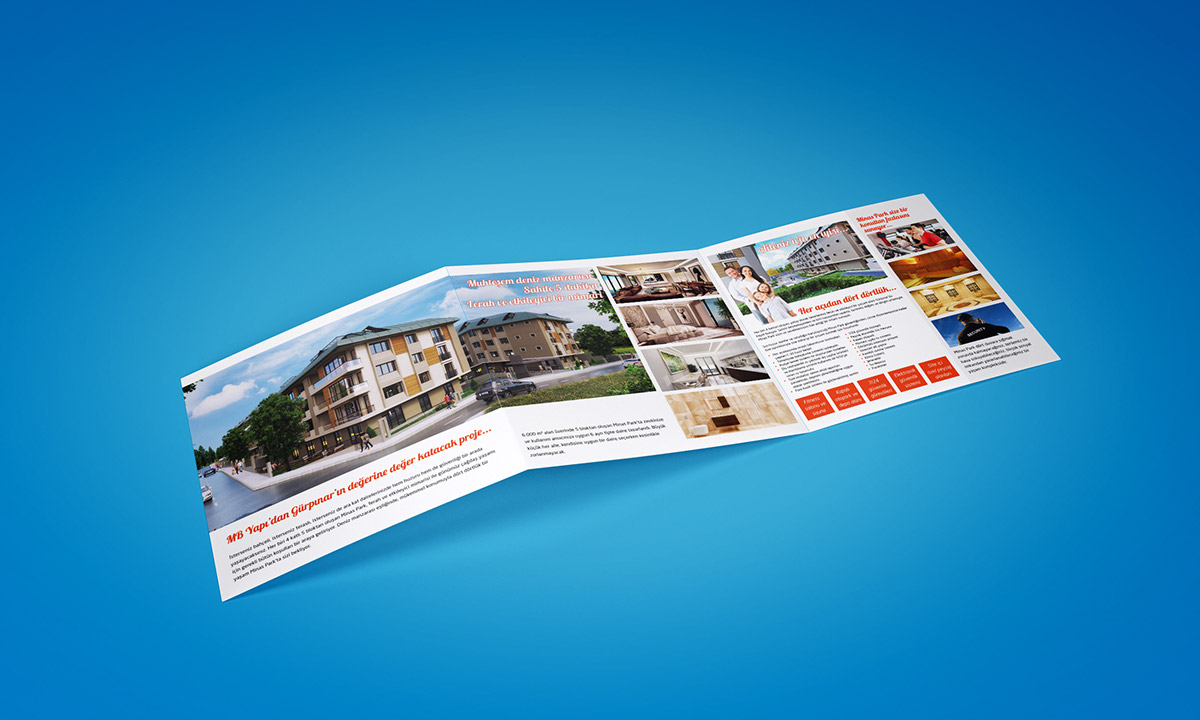 inşaat Park construction broşür brochure 3 fold insert home home project emlak real estate gayrimenkul