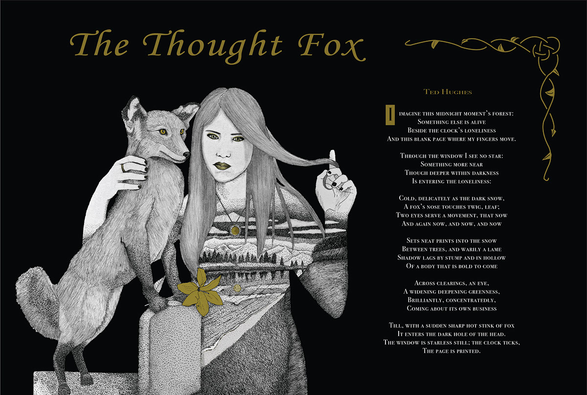 #layout #font #editorial #ink #stippling #castle #England #submarine #poetry #Portrait #woman #canary #church  #Graveyard #fox