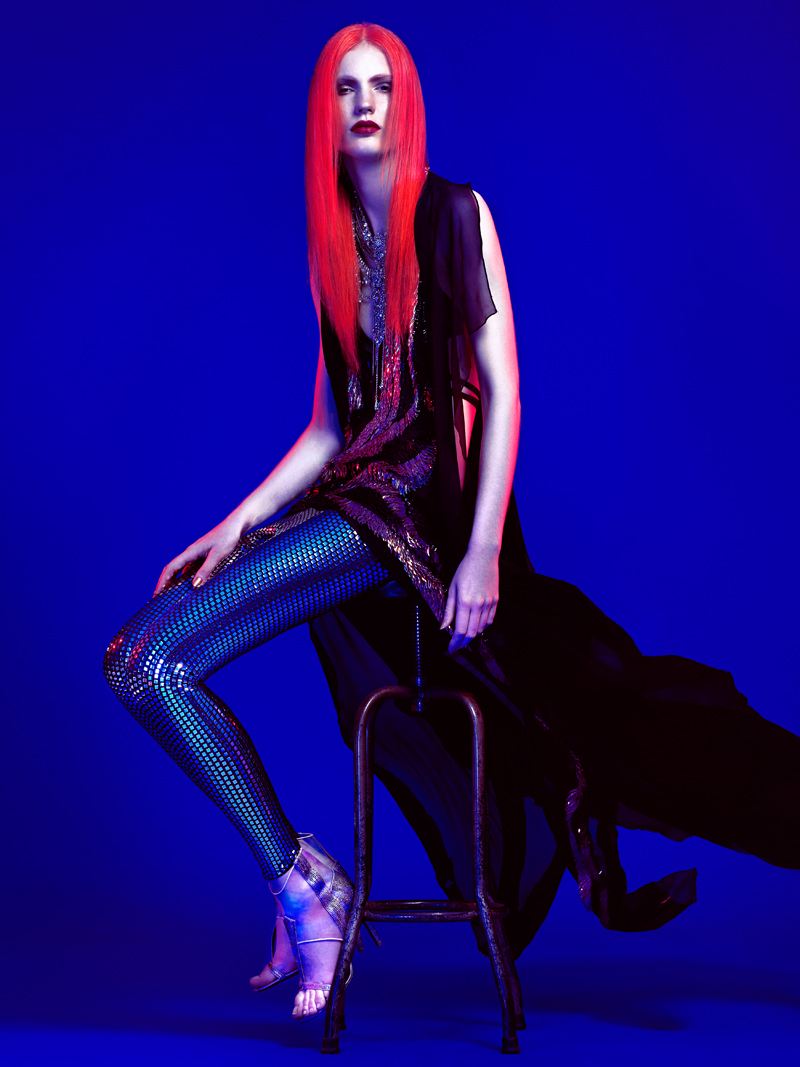 Adobe Portfolio glow black light red hair