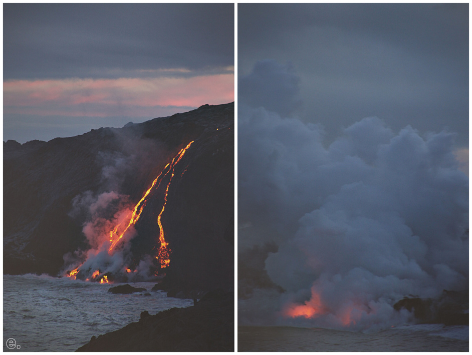 Eric Wimberly HAWAII underwater volcano lava mountain smoke Steam Ocean pacific pacific ocean wildlife Natural Light diptych Triptych