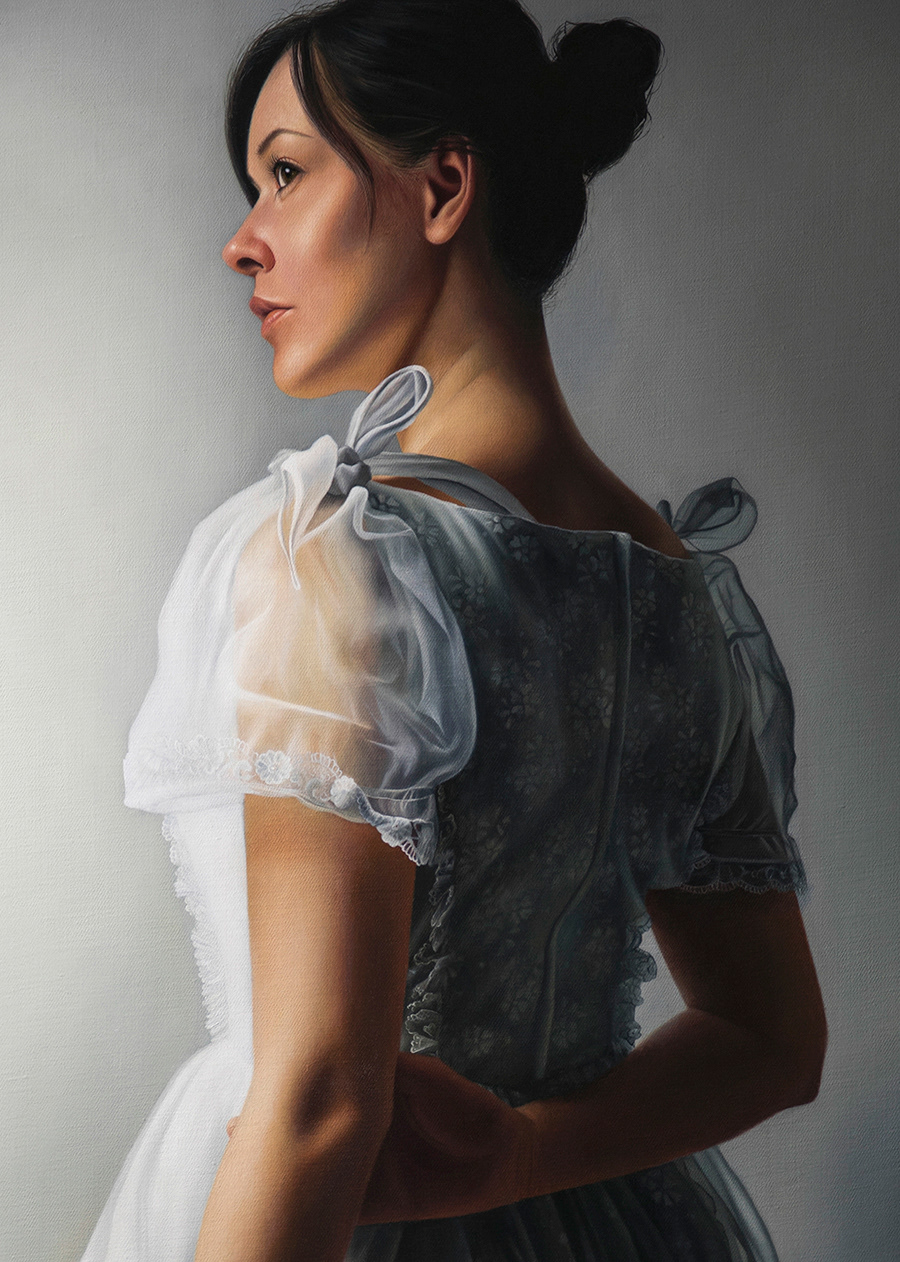 oil on canvas painting   Oil Painting realistic Realism hyperrealism portrait white dress Paintings woman