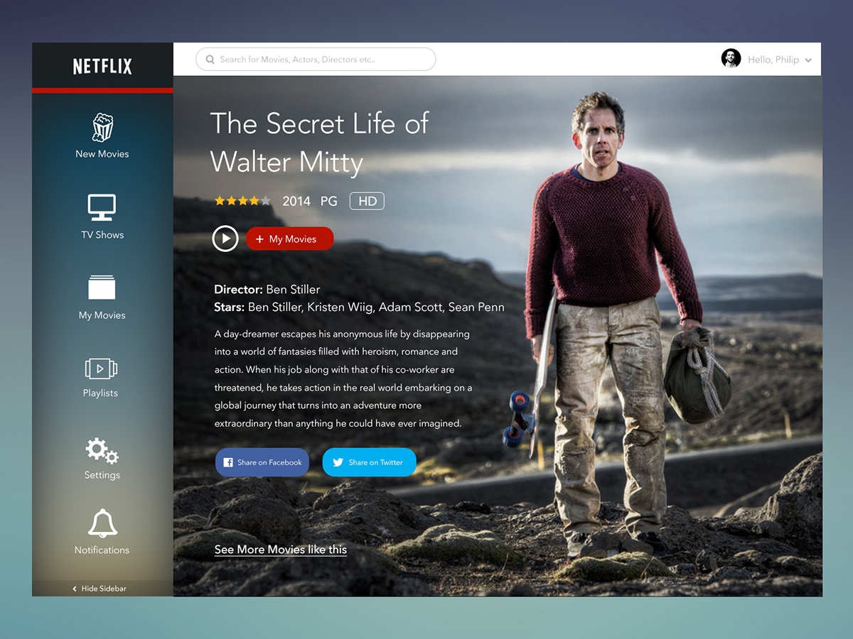 Netflix UI ux Movies playlists philip joyce design redesign app